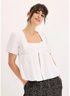 Blus med puffärmar och knappar, bonprix