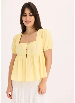 Blus med puffärmar och knappar, bonprix