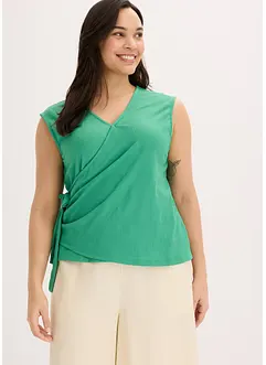 Jerseytopp av crêpe i omlottstil, bonprix