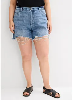 Jeansshorts med stretch och  hög midja, bonprix