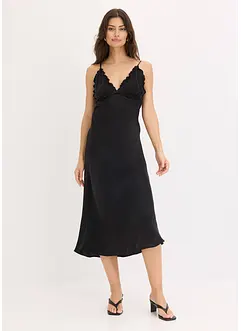 Maxiklänning av satin med mjukt fall, bonprix