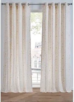 Blommönstrad gardin i återvunnen polyester (1-pack), bonprix