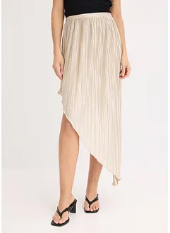 Plisserad kjol av glansig satin, bonprix
