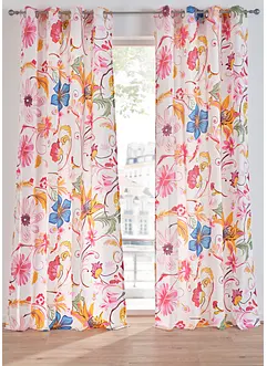 Gardin av återvunnen polyester med blommönster (1-pack), bonprix