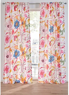 Gardin av återvunnen polyester med blommönster (1-pack), bonprix