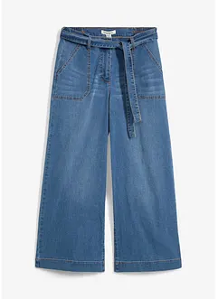 Jeans med vida ben, High Waist och resårlinning, cropped, bonprix