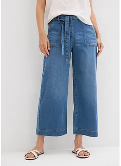Jeans med vida ben, High Waist och resårlinning, cropped, bonprix