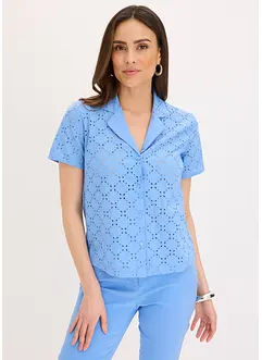Moderiktig blus med hålbroderi, bonprix