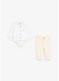 Bodyskjorta och chinos i bomull för bebisar (2 delar), bonprix