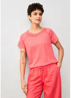 T-shirt i linne med spets, bonprix