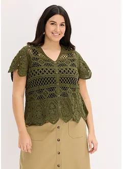 Virkad cardigan i kort modell, bonprix