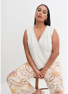 Bluslinne med omlottlook i rent linnematerial, bonprix