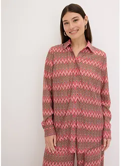 Lång blus med virkad look, bonprix