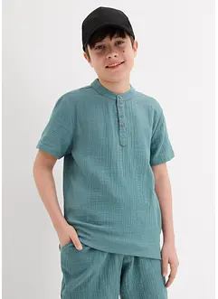 Kortärmad skjorta med ståkrage i mjuk muslin för barn, bonprix