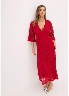 Spetsklänning med volanger, bonprix