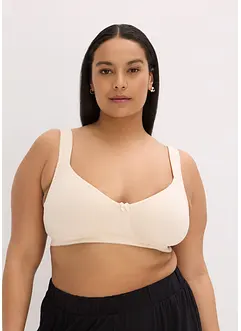 Ovadderad T-shirtbehå utan bygel med ekologisk bomull (2-pack), bonprix