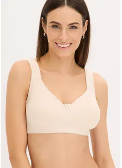 Ovadderad T-shirtbehå utan bygel i ekologisk bomull (2-pack), bonprix