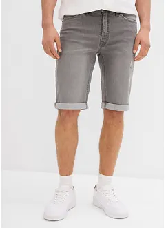 Stretchiga jeansbermudas med uppvikta benslut, Regular Fit, bonprix