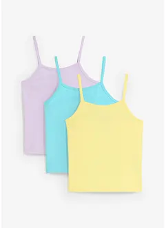 Linne med smala axelband (3-pack) av ren ekologisk bomull, bonprix