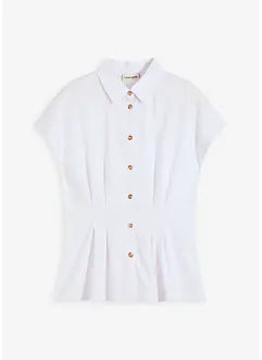 Kortärmad blus av luftig linnemix, bonprix
