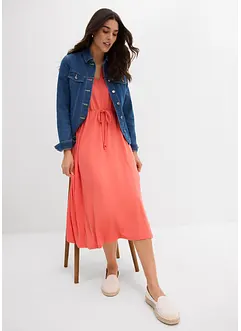 Jerseyklänning med återvunnen polyester och fint fall, bonprix