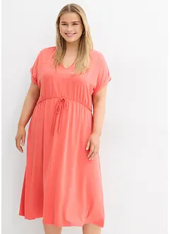 Jerseyklänning med återvunnen polyester och fint fall, bonprix