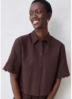 Kort skjortblus med sidenandel, bonprix
