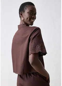 Kort skjortblus med sidenandel, bonprix