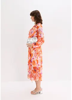 Chiffongklänning med volanger i återvunnen polyester, bonprix