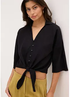 Blus i linneblandning, bonprix