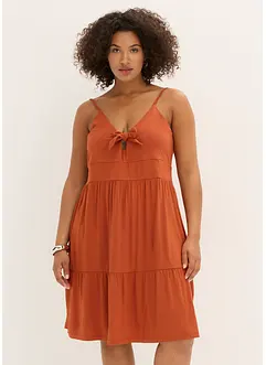 Klänning med knytdetalj och smala axelband, bonprix