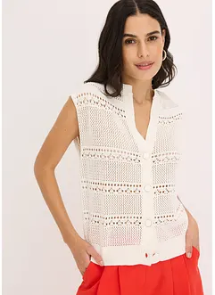 Hålmönstrad cardigan med kort ärm, bonprix