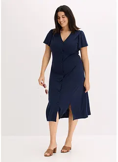 Trikåklänning med slits, bonprix