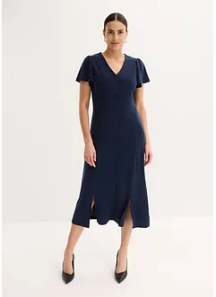 Trikåklänning med slits, bonprix