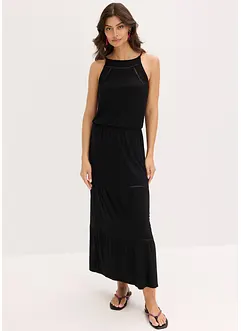 Maxiklänning med virkade infällningar, bonprix