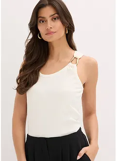 Ribbstickat linne med hamrat dekorspänne, bonprix