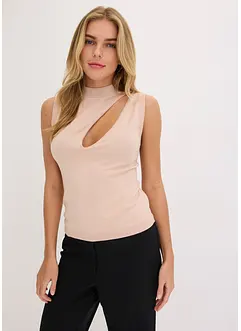 Stickad ärmlös topp med cut-out, bonprix
