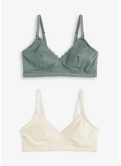 Amningsbehå utan bygel, med ekologisk bomull (2-pack), bonprix