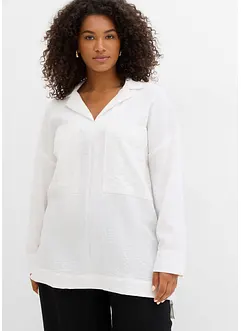 Skjortblus i mjuk viskosmix, bonprix