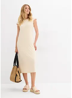 Mellanlång klänning med stickad look, bonprix