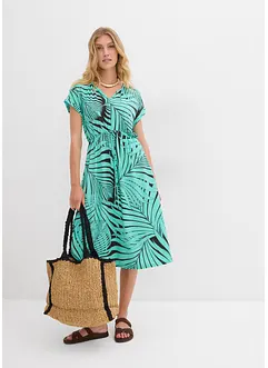 Jerseyklänning i böljande materialmix, bonprix