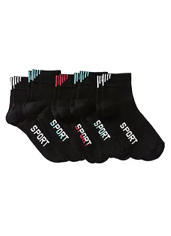 Sportsockor med texttryck (5-pack), ekologisk bomull, bonprix