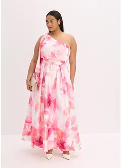 One shoulder-klänning i glänsande satin, bonprix
