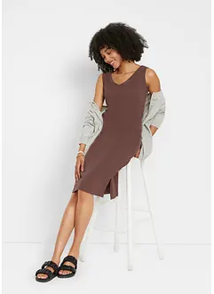 Jerseyklänning med slits, bonprix