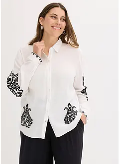 Blus med broderi av mjuk viskosmix, bonprix