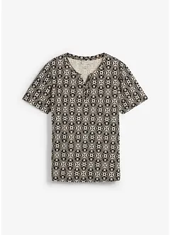T-shirt med kort knappslå, av ren bomull, bonprix