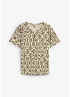 T-shirt med kort knappslå, av ren bomull, bonprix