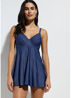 Lång tankini (2 delar) med jeanslook, bonprix