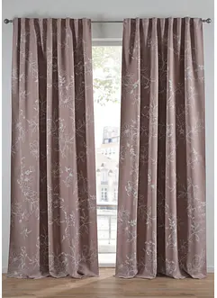 Mörkläggande gardinlängd med bladmönster (1 styck), bonprix