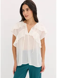 Chiffongblus med volanger, bonprix